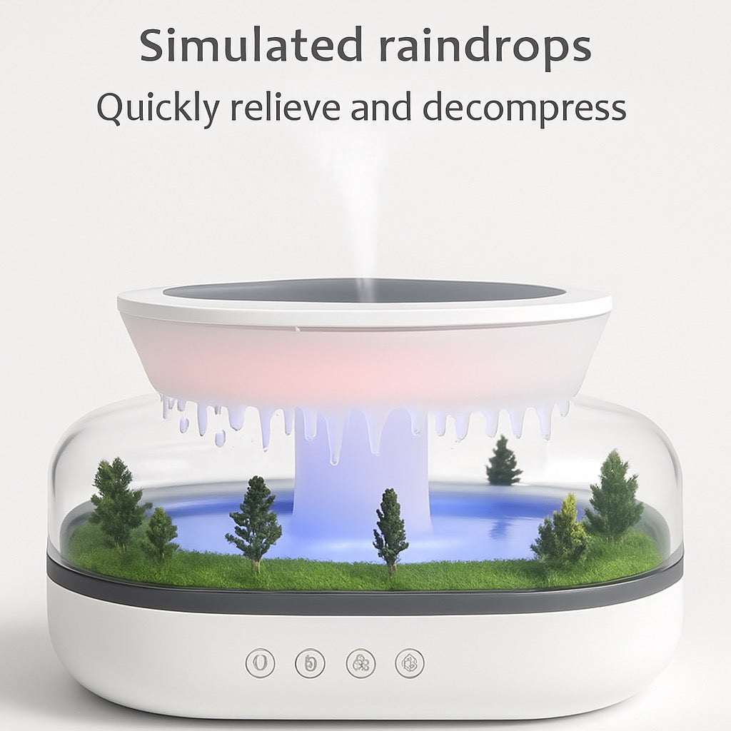 Heylovely Raindrop Cool Mist Humidifier & Aroma Diffuser – Smart White Noise Design